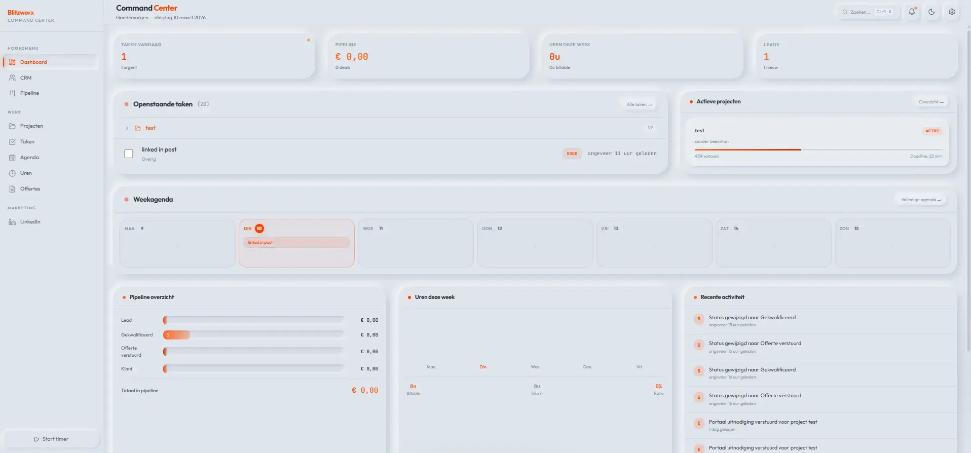 AgencyOS dashboard - maatwerk CRM en projectbeheer