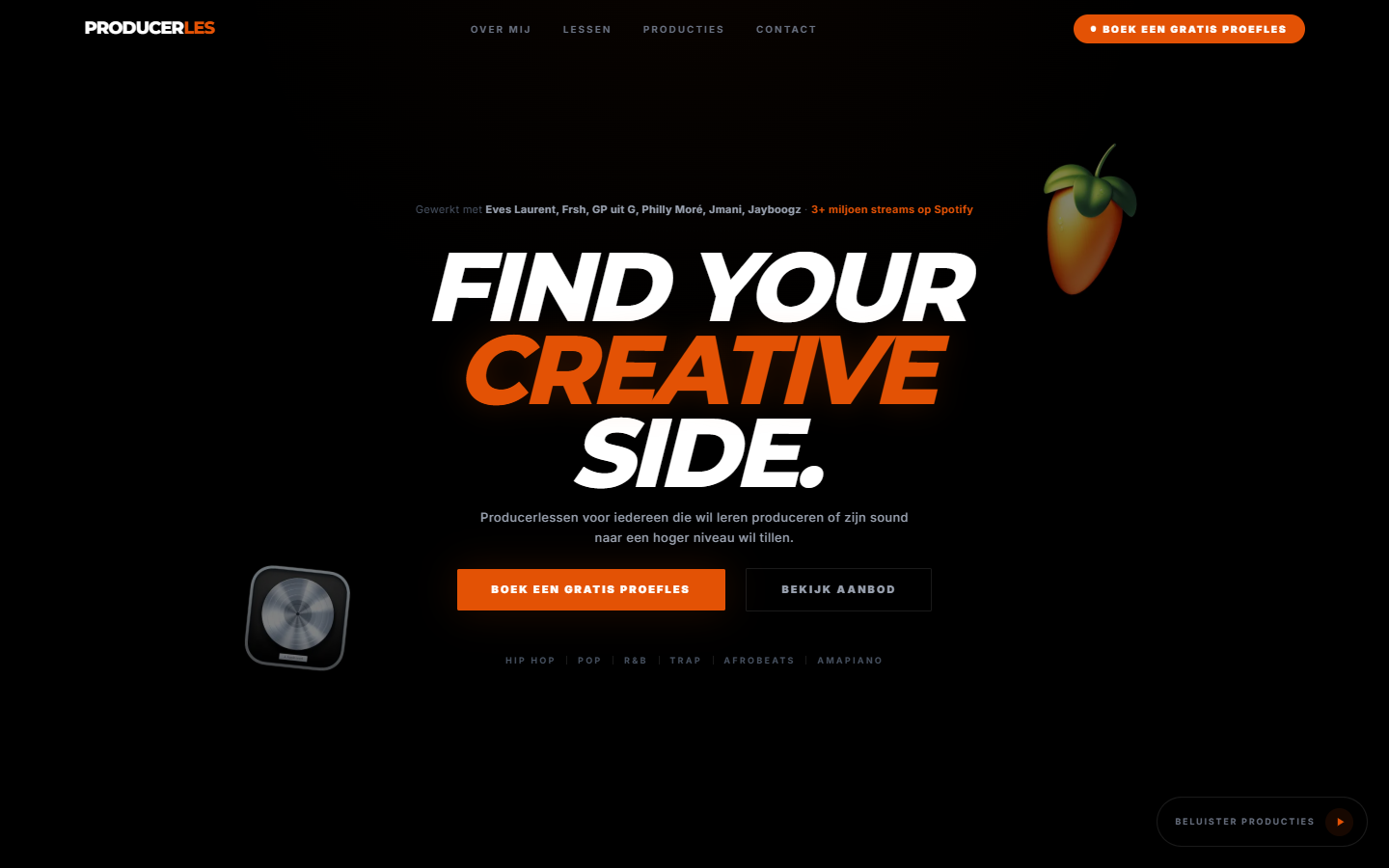 Leadgeneratie website voor muziekproducent