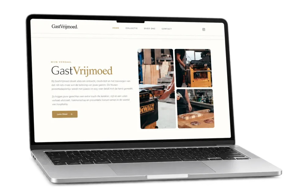 Gastvrijmoed: website op een vrijstaande laptop
