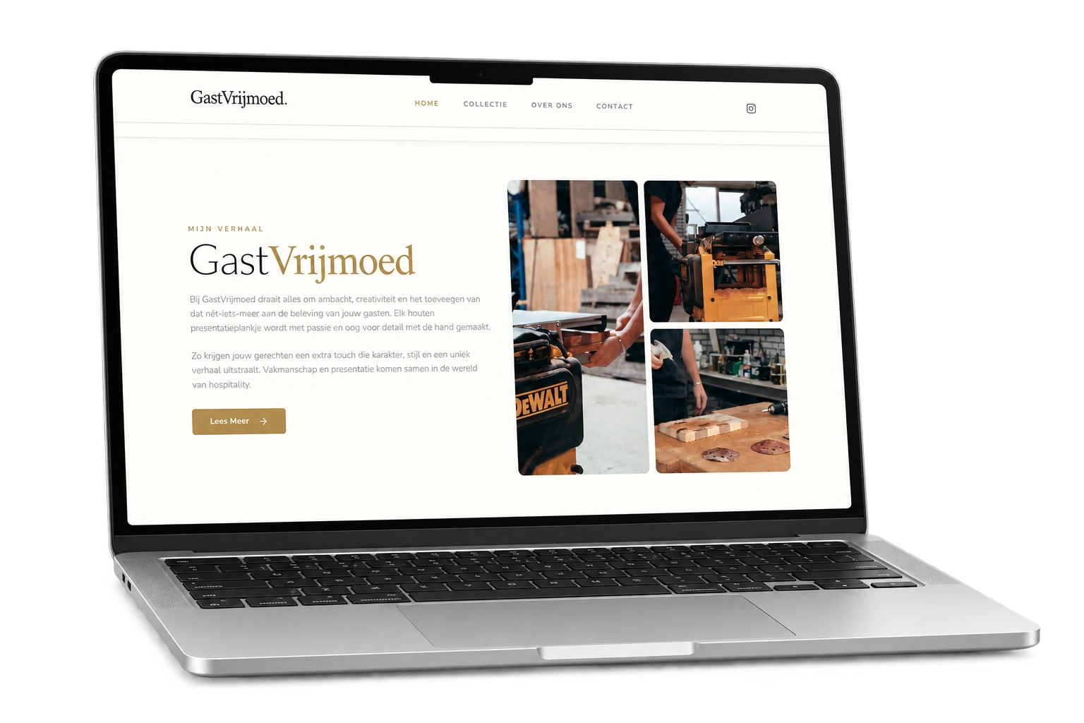 Gastvrijmoed: website op een vrijstaande laptop