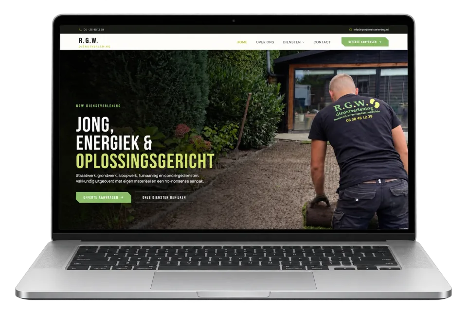 RGW Dienstverlening: website op een vrijstaande laptop