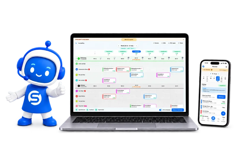 SmartShifter: website gepresenteerd op een laptop op een lichtgrijze achtergrond
